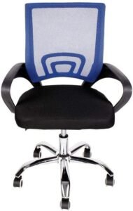 Cadeira De Escritório Executiva C/Base Cromada Giratória 360º Azul