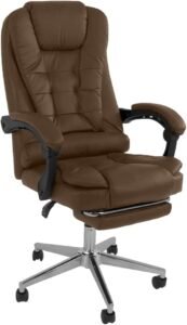 Cadeira De Escritório Presidente Ergonômica Apoio Para Pés (Marrom)