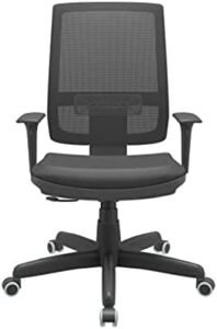 Cadeira Escritório Presidente Brizza com Mecanismo Relax Assento Crepe Plaxmetal Preta