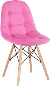 Cadeira Eames Botonê - Madeira clara - Rosa pink para costureira