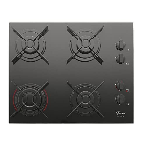 Fogão Cooktop Fischer 4Q Fit Line Gás Mesa Vidro Preto Bivolt